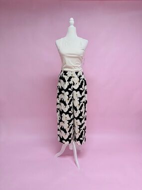 Floral Black and White Two Piece Pants Set